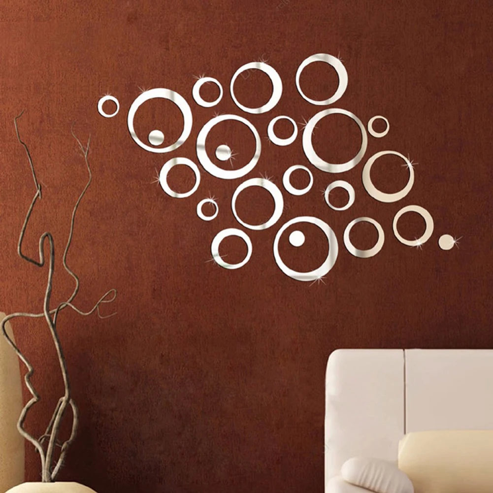 Shunmaii CirclePattern Mirrored WallDecor Paster Acrylic Home Decals Television Backdrop