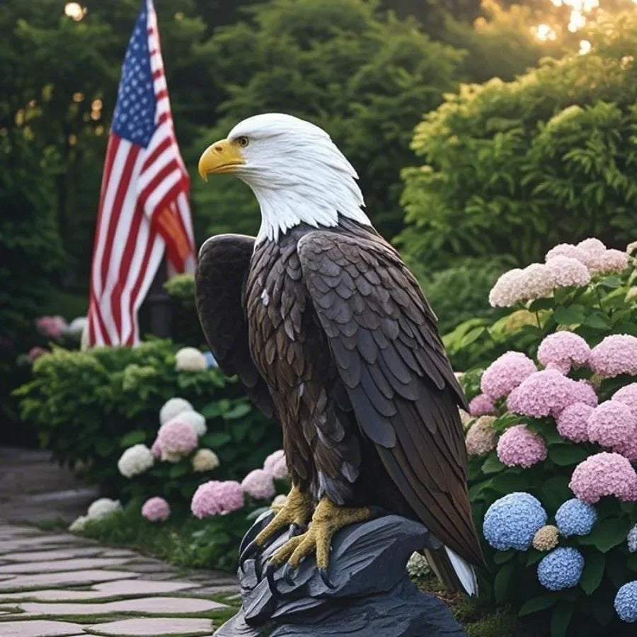 Bald Eagle Outdoor Statue Majestic Realistic Resin Garden Yard Decor