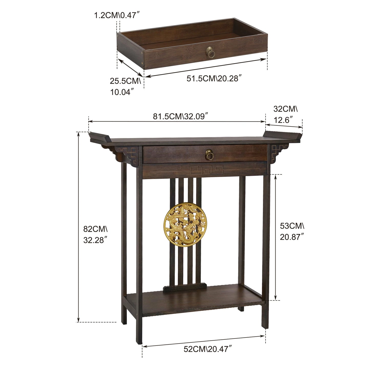 Rustic Console Table for Entryway with Drawer and Shelf China