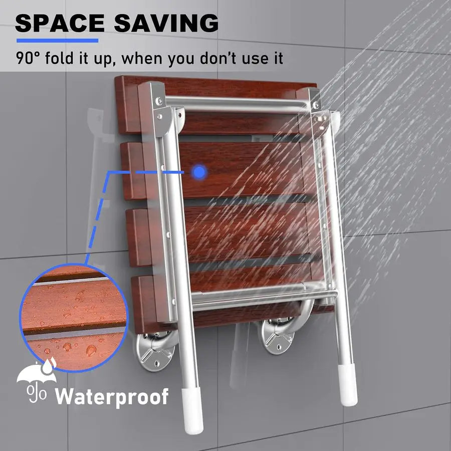 XMSJ Foldable Wall Mount Shower Seat Bench For Seniors