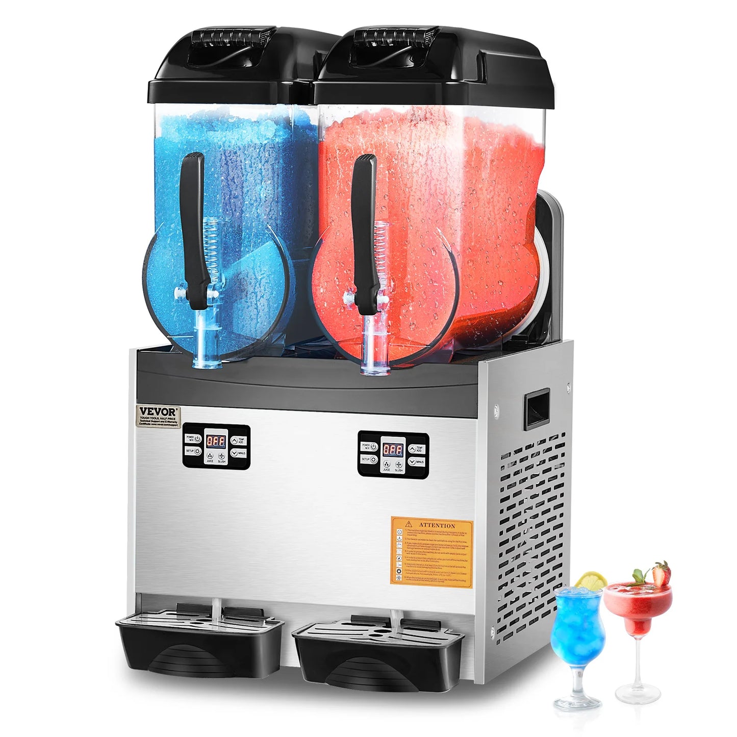 VEVOR Slushy Machine Dual Tanks Commercial Margarita Smoothie Maker