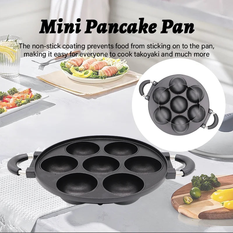 Cast Iron 7 Hole Omelette Pan Nonstick Cake Mold Cookware