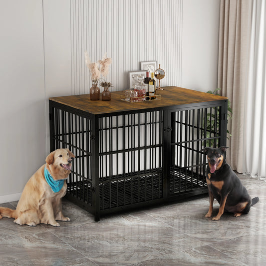 Bingopaw Dog Kennel End Table With Tray And 3 Doors
