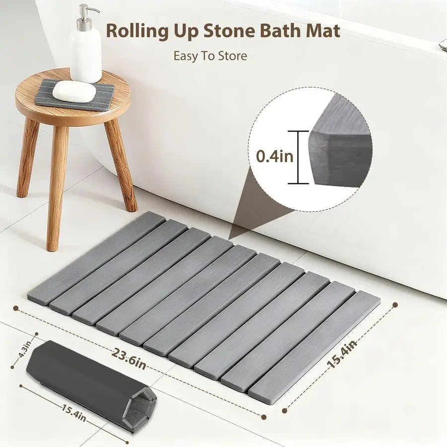 Diatomaceous Earth Bath Mat Quick Drying Two Piece Set Absorbent
