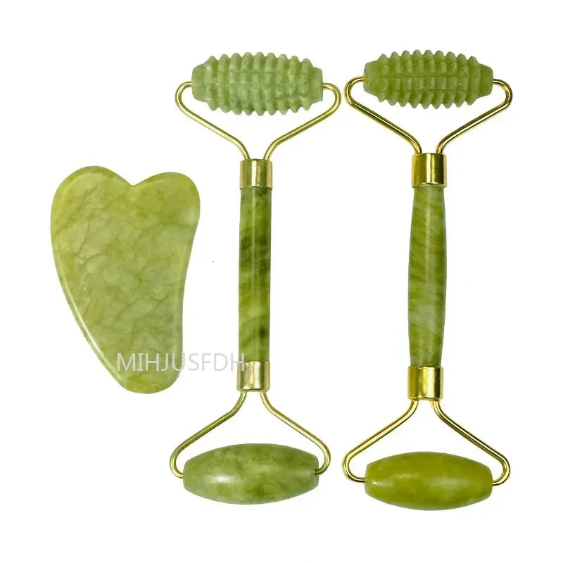 Natural Jade Roller Massager For Face And Body Gua Sha Stone
