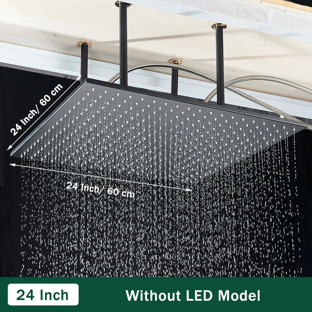 Rozin LED Shower Head Ceiling Mounted Rainfall With Arm