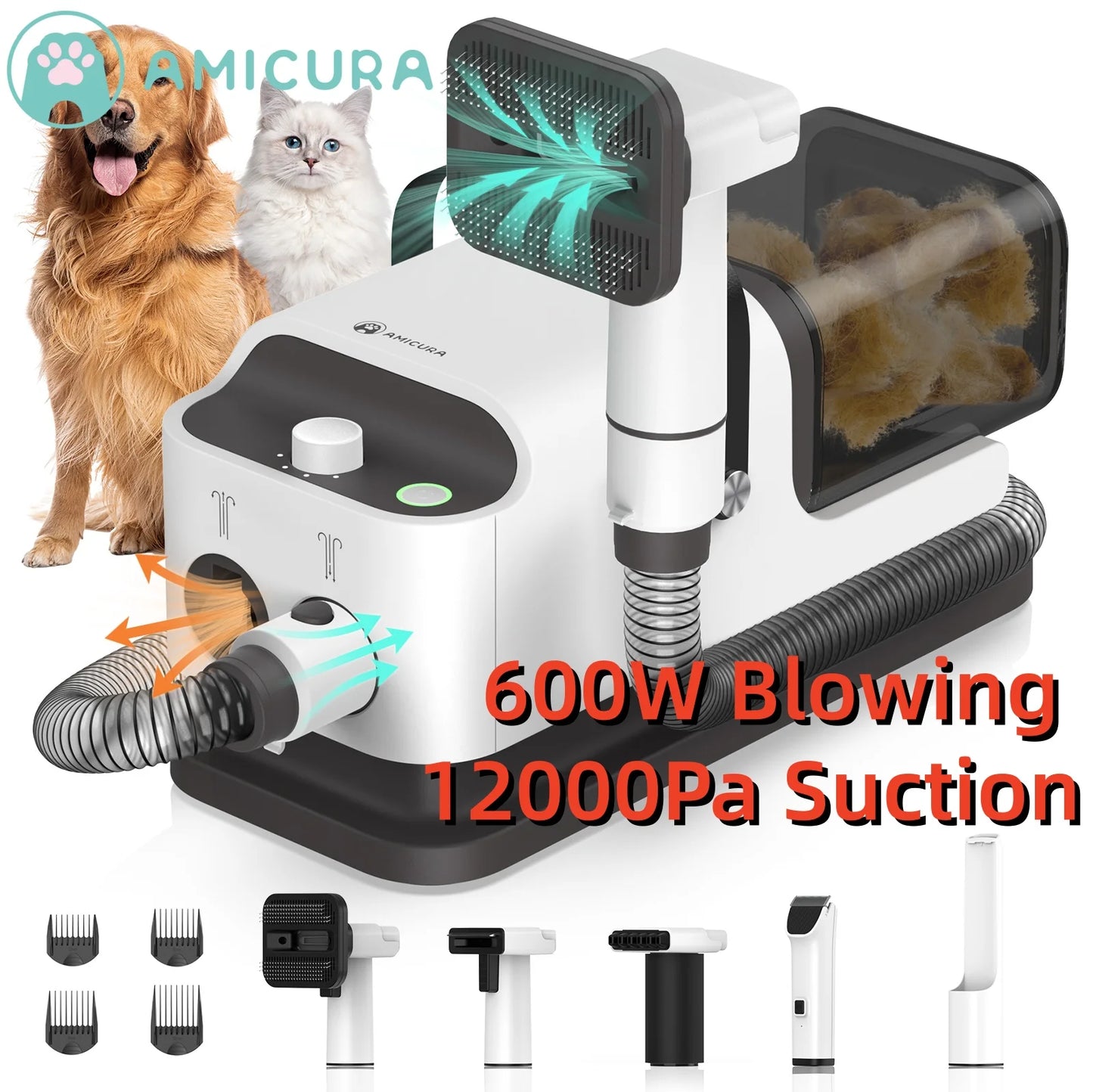 Amicura P1 Vacuum Cleaner And Hair Dryer Pet Grooming Set
