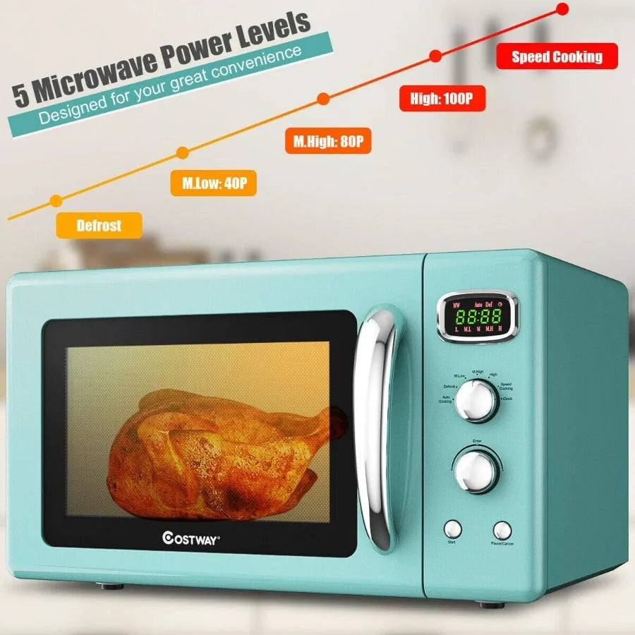 XMSJ Retro Countertop Microwave Oven 0.9 Cu Ft 900W