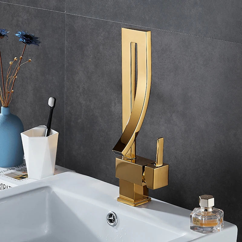 Wanmivezlo Bathroom Basin Faucet Deck Mounted Waterfall Mixer Tap