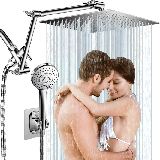 Rain Shower Combo With High Pressure Handheld Adjustable Arm
