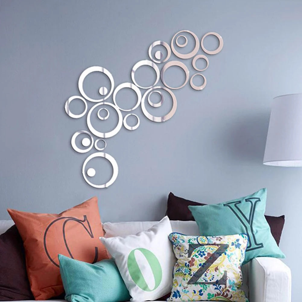 Shunmaii CirclePattern Mirrored WallDecor Paster Acrylic Home Decals Television Backdrop