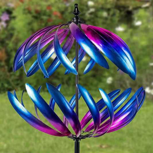 Kinetic Garden Wind Spinner Dual Tier Metal Yard Decor