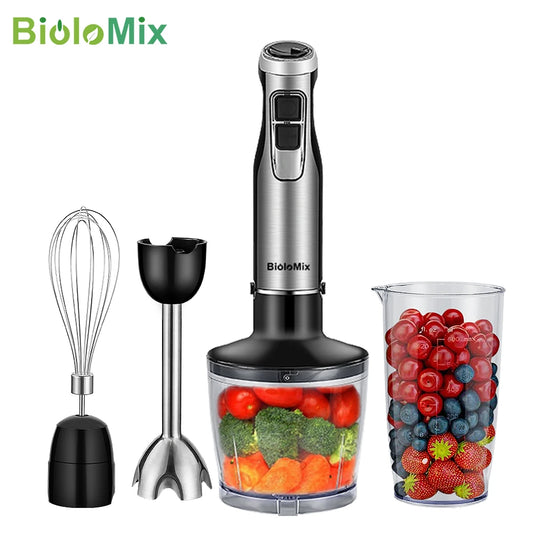 Biolomix 1200W Immersion Hand Blender With Chopper And Smoothie Cup
