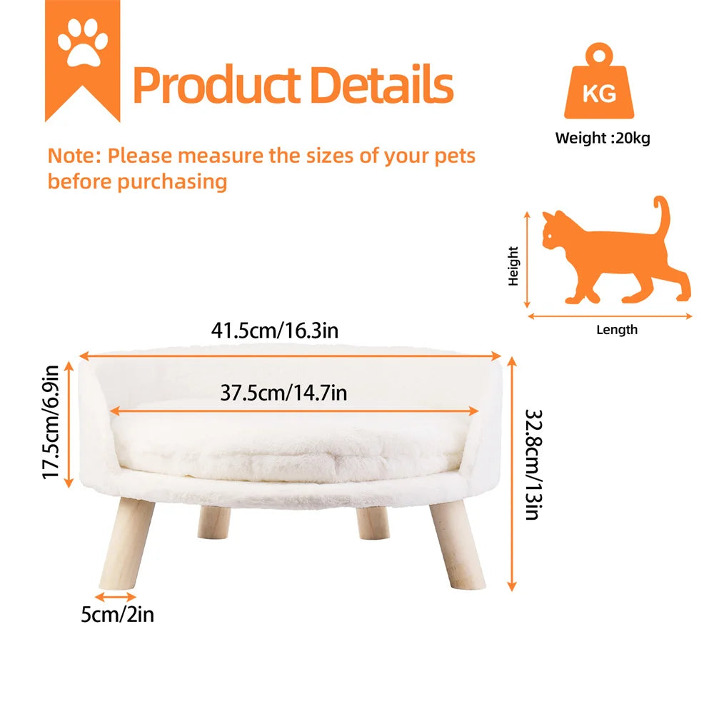 BORWARTCN Ultra Soft Elevated Dog Bed Sofa with Removable Cushion