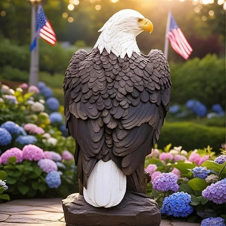 Bald Eagle Outdoor Statue Majestic Realistic Resin Garden Yard Decor
