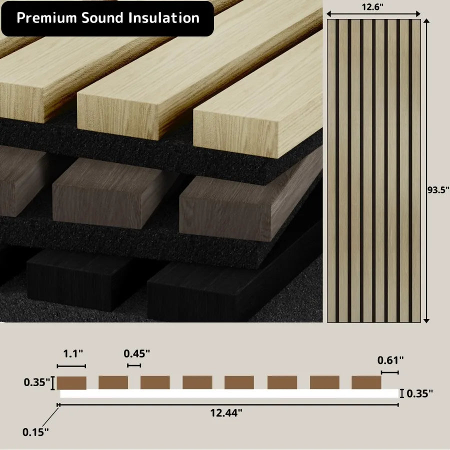 Solid Wood Slat Wall Panels 2-Piece Acoustic 3D Fluted Design