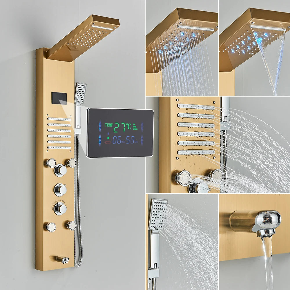 Poqihy Shower Panel System With Rainfall Jets Body Sprays And Handshower