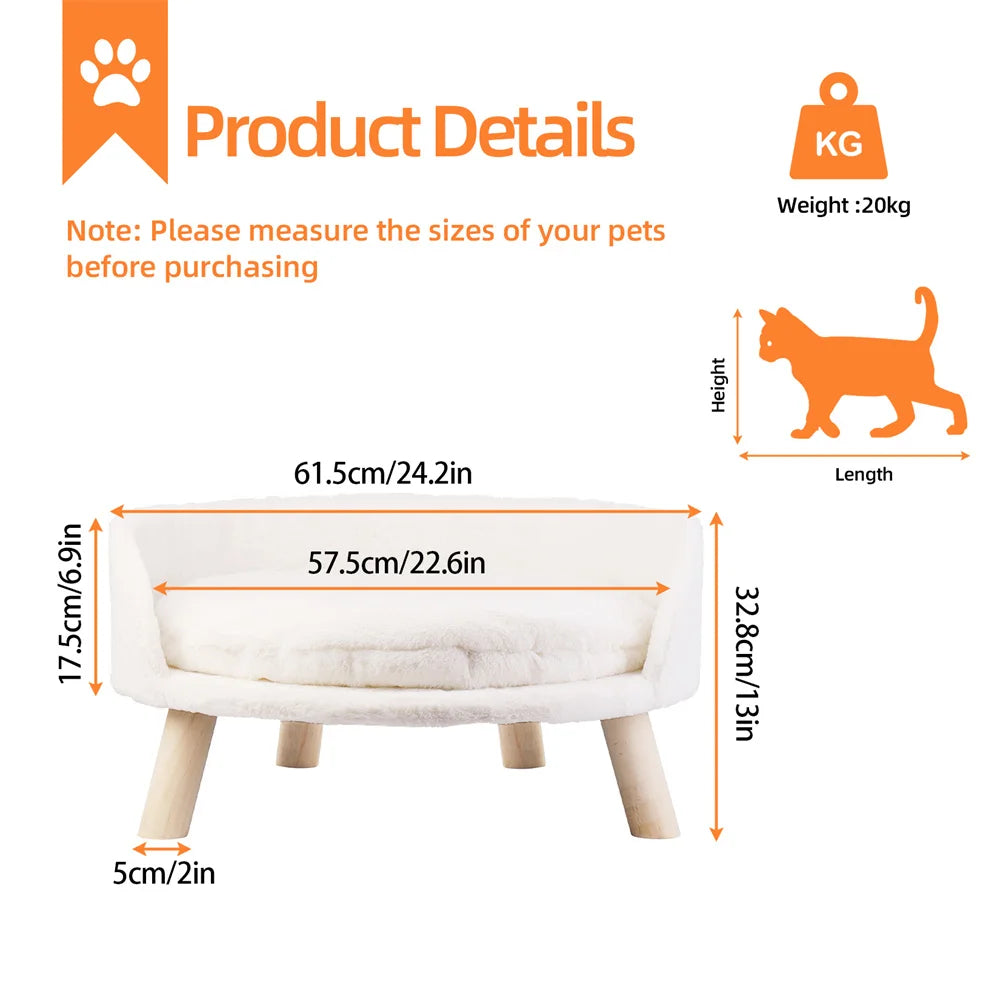 BORWARTCN Ultra Soft Elevated Dog Bed Sofa with Removable Cushion