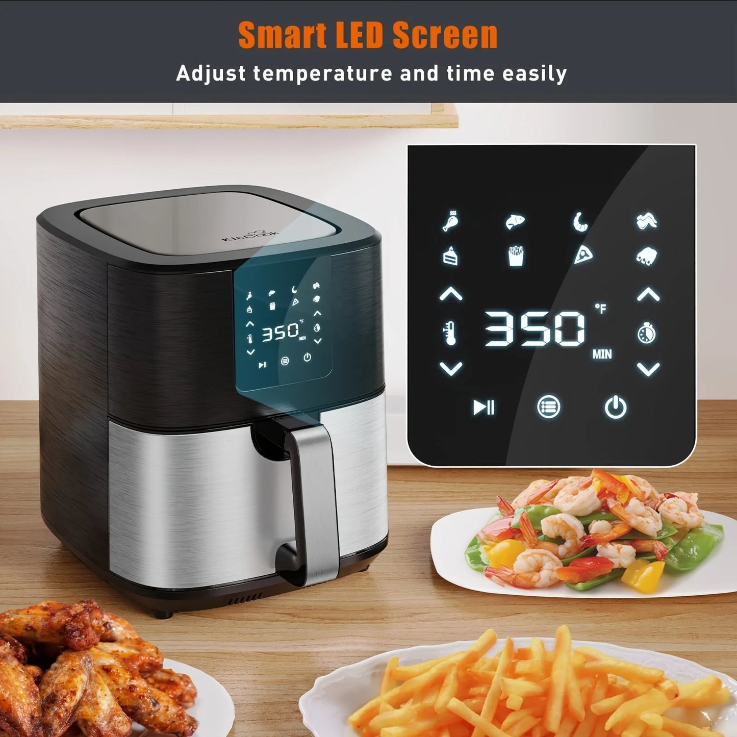 KitCook Air Fryer With 8 Presets And Digital Touch Screen