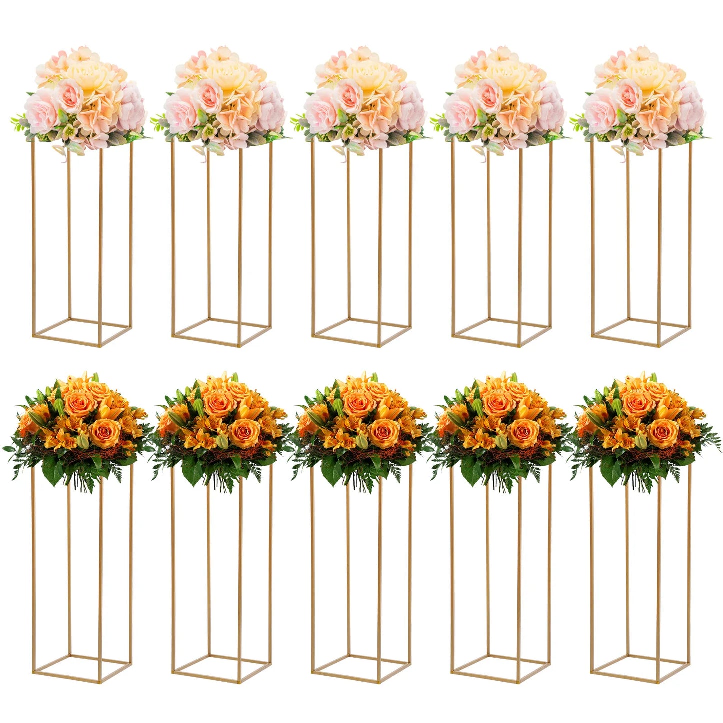 NONECN Metal Flower Display Stands Geometric Wedding Columns Centerpieces
