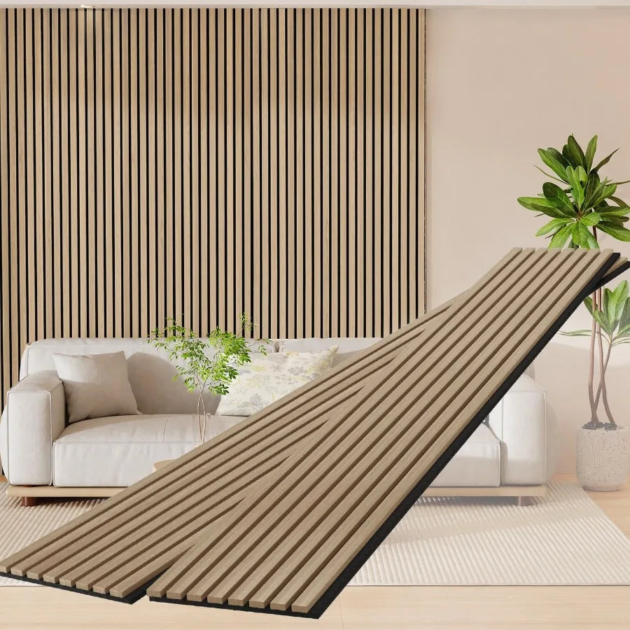Solid Wood Slat Wall Panels 2-Piece Acoustic 3D Fluted Design