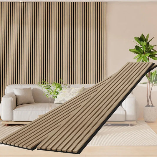 Solid Wood Slat Wall Panels 2-Piece Acoustic 3D Fluted Design