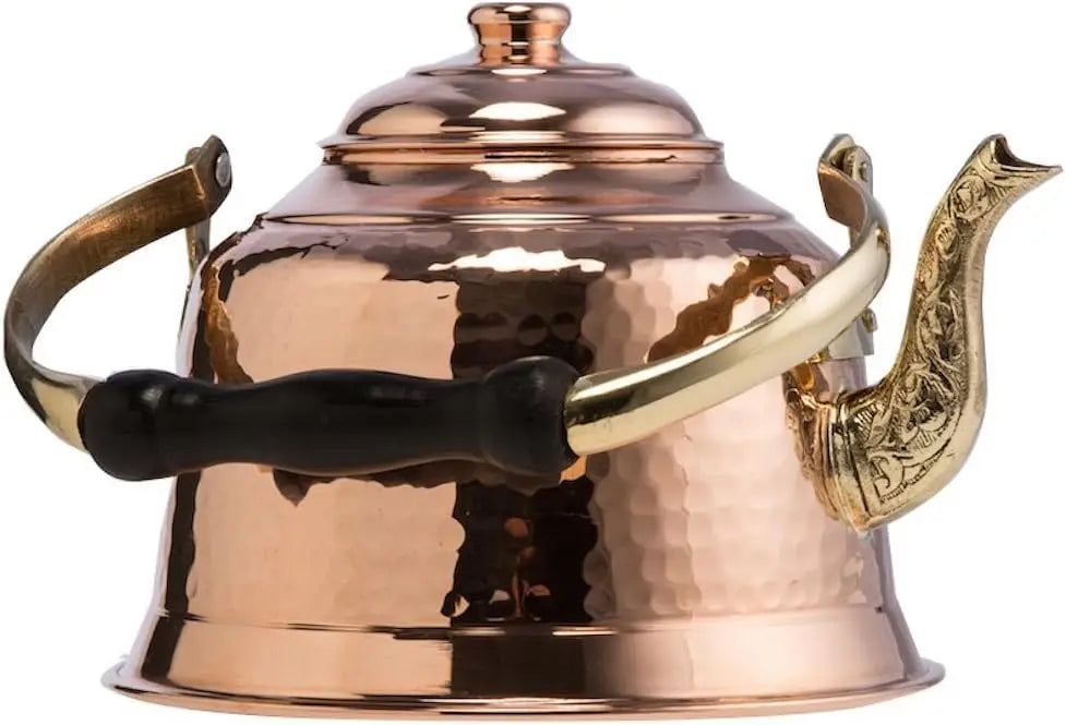 Handmade Solid Copper Teapot Tin Lined Stovetop Kettle