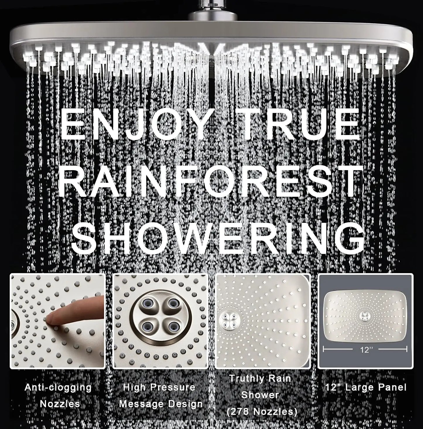 High Pressure Rain Shower Head With Magnetic Docking Handheld Spray Combo
