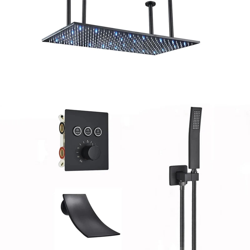 Wanmivezlo LED Brass Rainfall Shower Head Powered By Water Flow