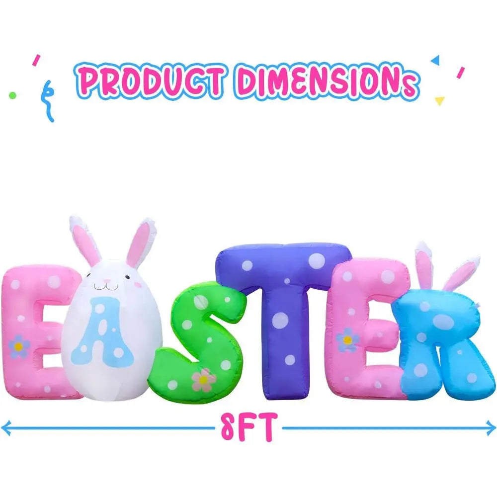 OLOEY Easter Iatable Banner With LED Lights Outdoor Yard Decorations