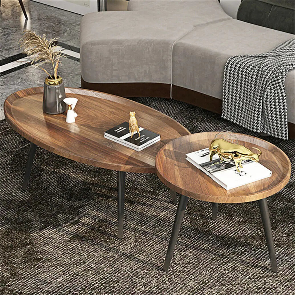 LUVODI Irregular Drop Shaped Coffee Table Set With Triangle Legs