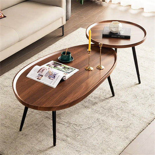 LUVODI Irregular Drop Shaped Coffee Table Set With Triangle Legs