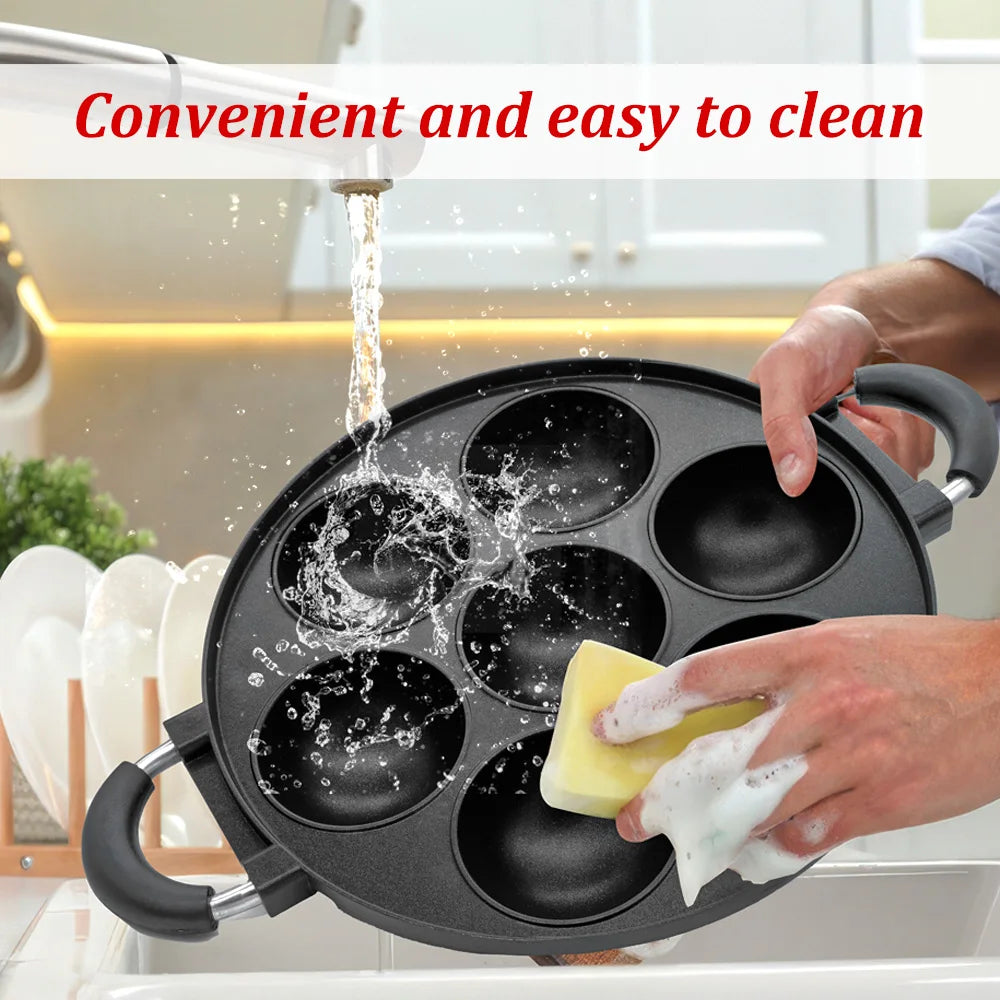 Cast Iron 7 Hole Omelette Pan Nonstick Cake Mold Cookware