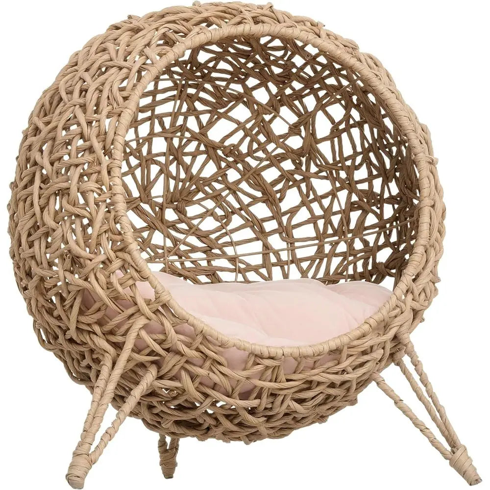 ZHUXIANG Elevated Banana Leaf Cat PremiumQualityEnclosure With Cushioned Retreat Tripod