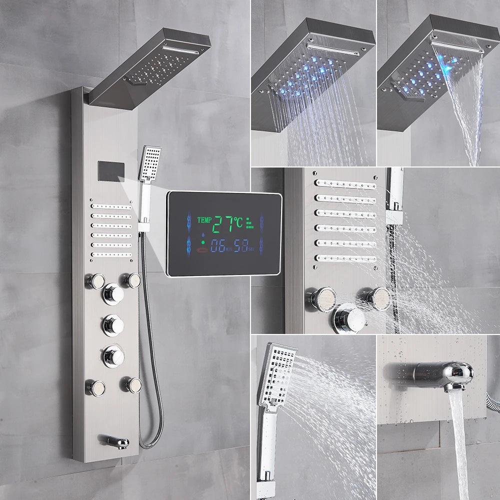 Poqihy Shower Panel System With Rainfall Jets Body Sprays And Handshower