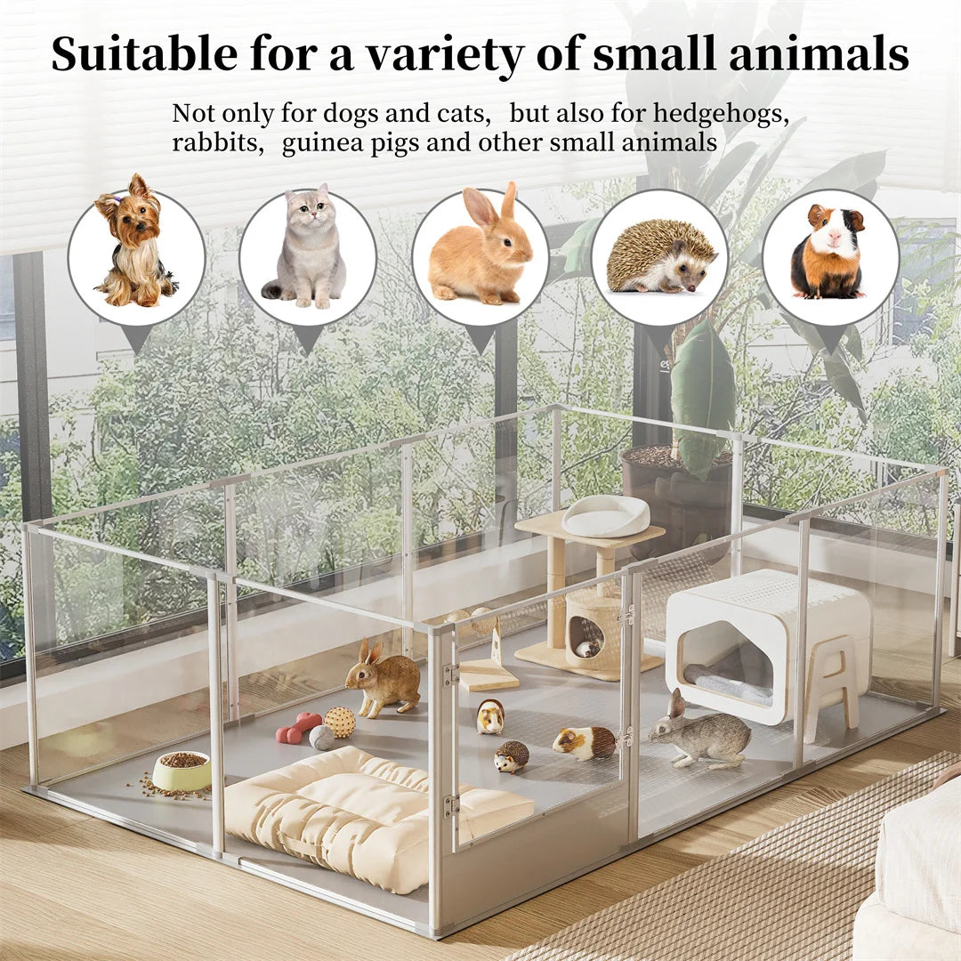 BINGOPAW Clear Acrylic Whelping Dog Playpen With Pad