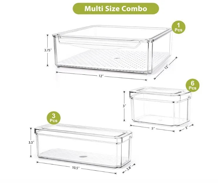 10 Pack Refrigerator Pantry Organizer Bins Stackable Clear Storage Containers