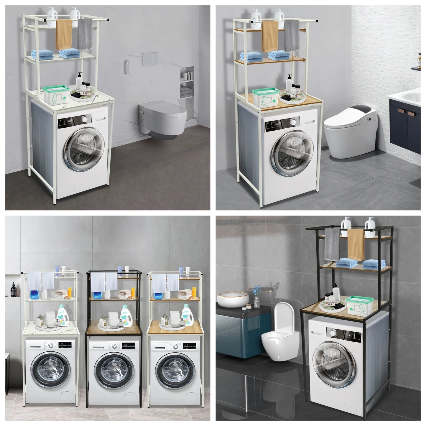 Three Tier Floor Standing Bathroom Storage Rack For Washing Machine
