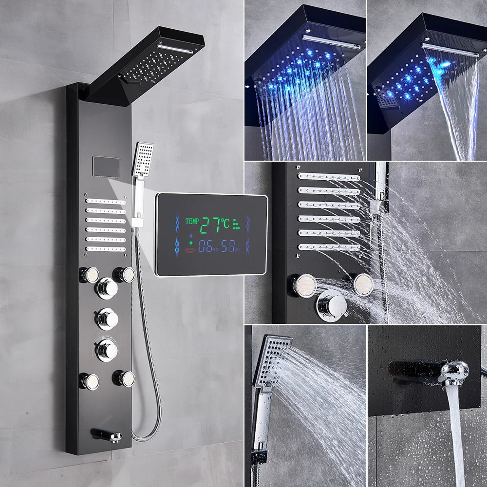 Poqihy Shower Panel System With Rainfall Jets Body Sprays And Handshower