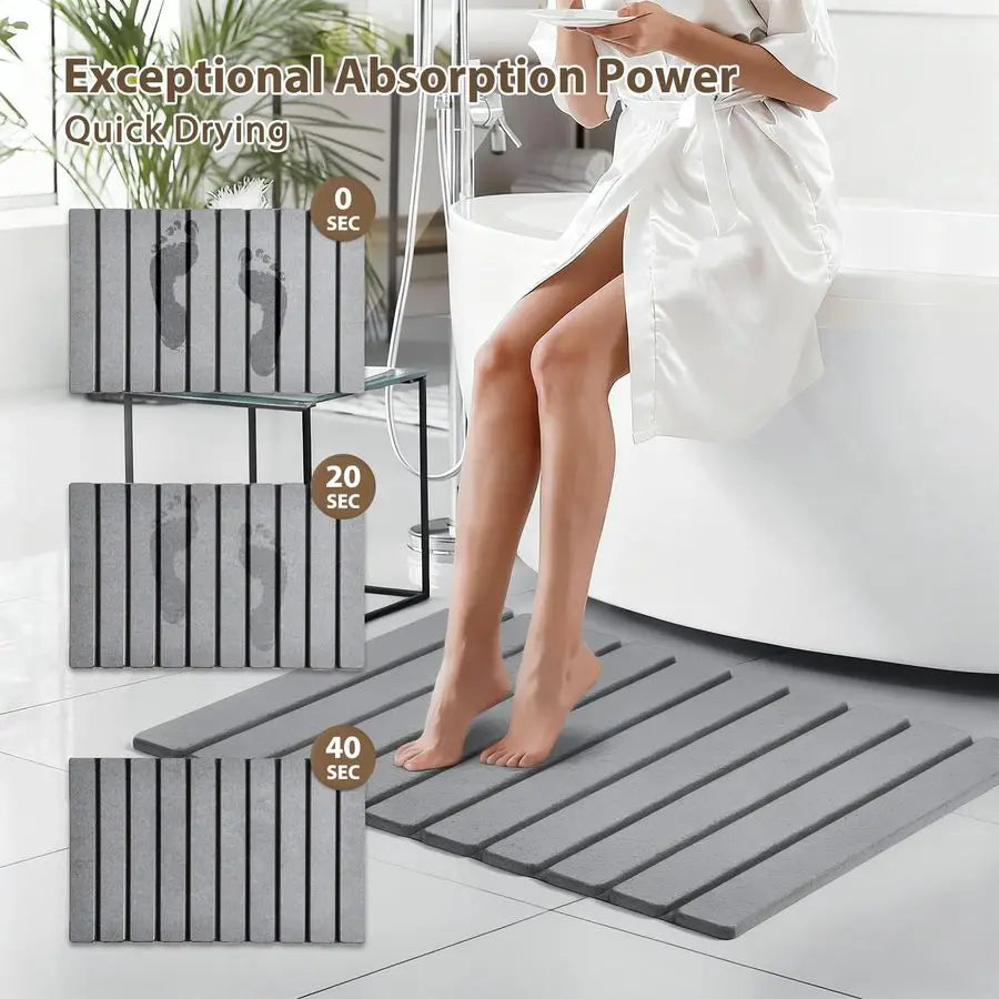 Diatomaceous Earth Bath Mat Quick Drying Two Piece Set Absorbent