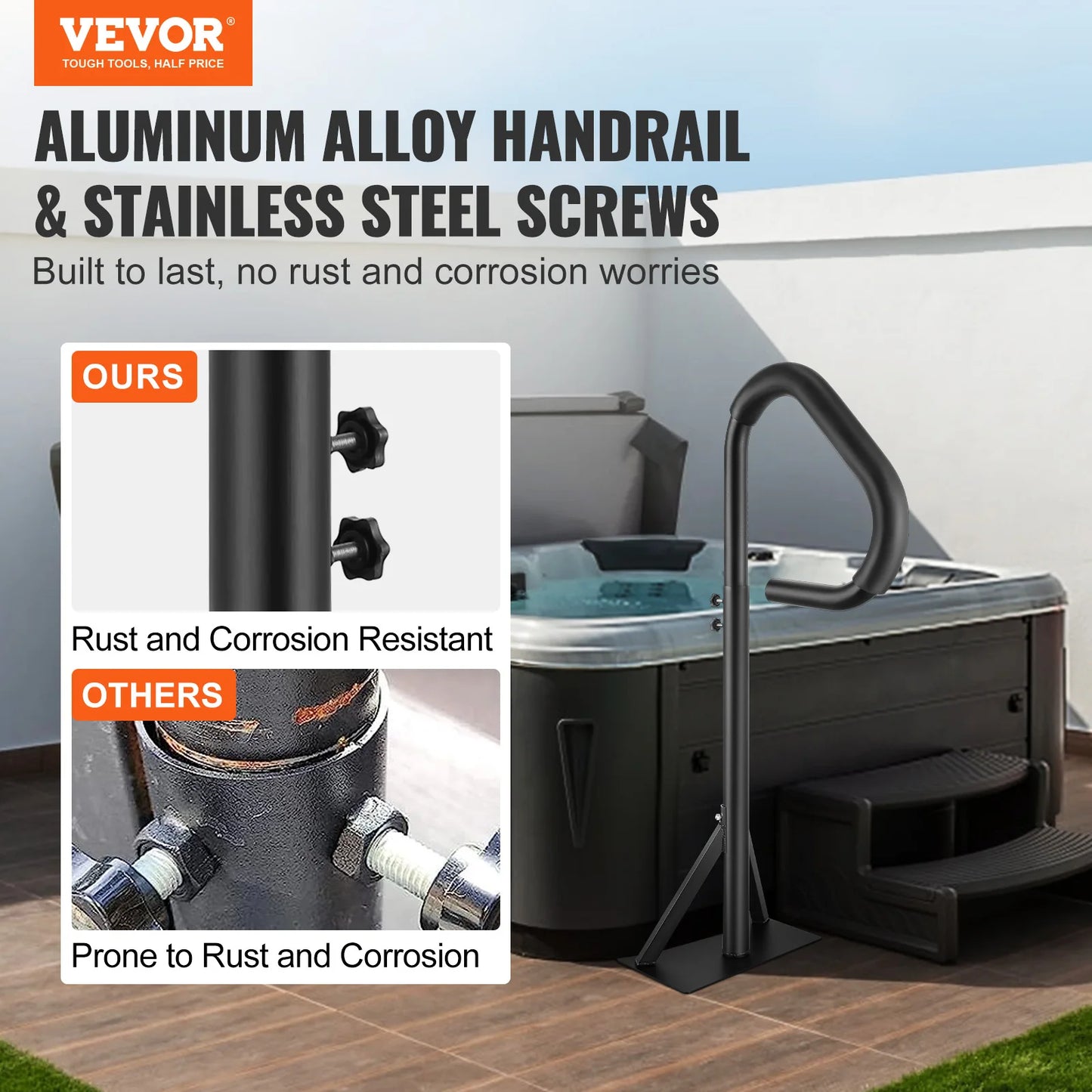 360 Degree Rotatable Hot Tub Handrail With Slide Under Mount