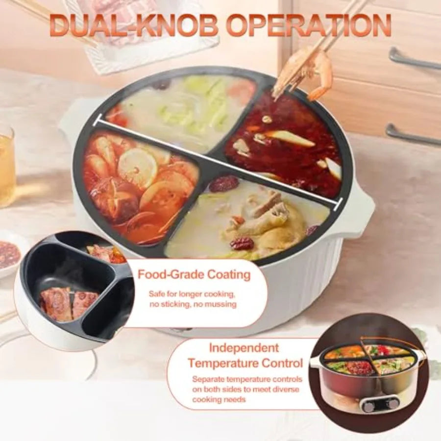 SHXI Four Grid Multifunctional Electric Stew Pot Six Liter Caldron