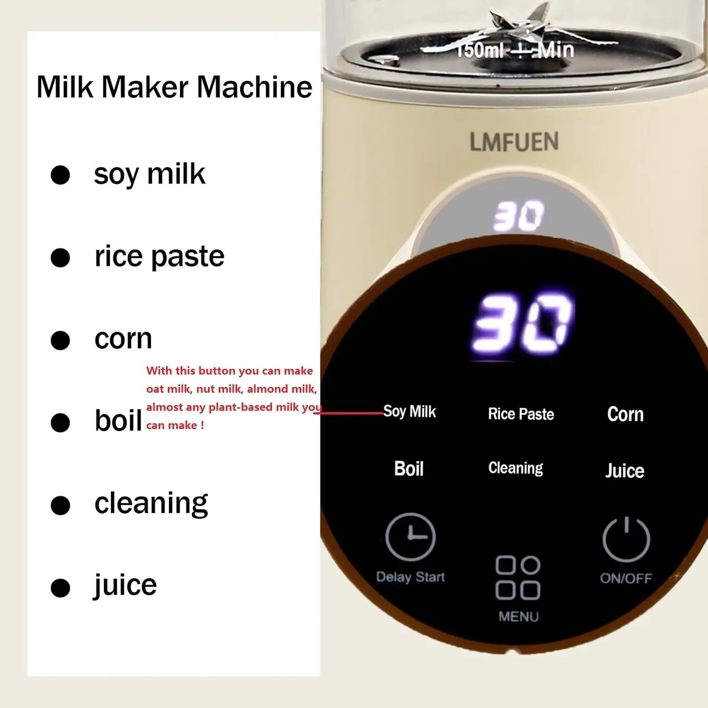 XMSJ Automatic Nut Milk Maker With Hot And Cold Blender