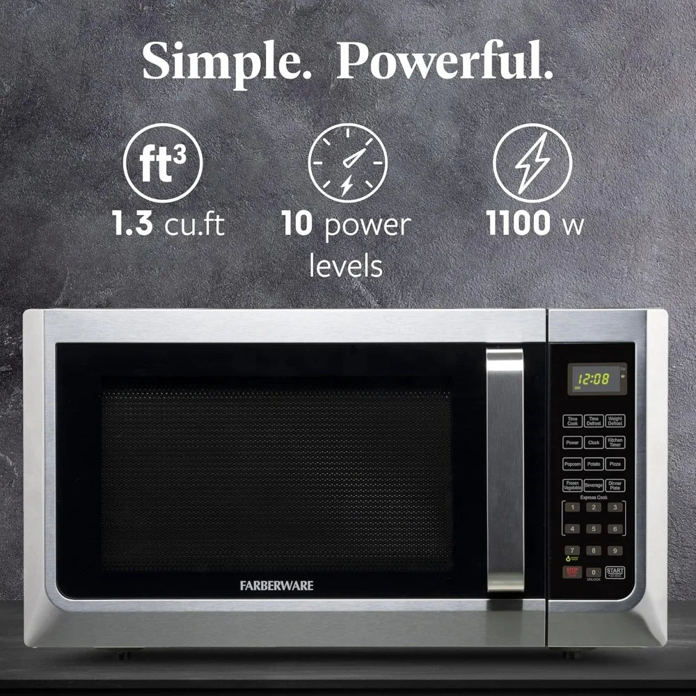 Countertop Microwave Oven 1100W Auto Cook Easy Clean Child Lock