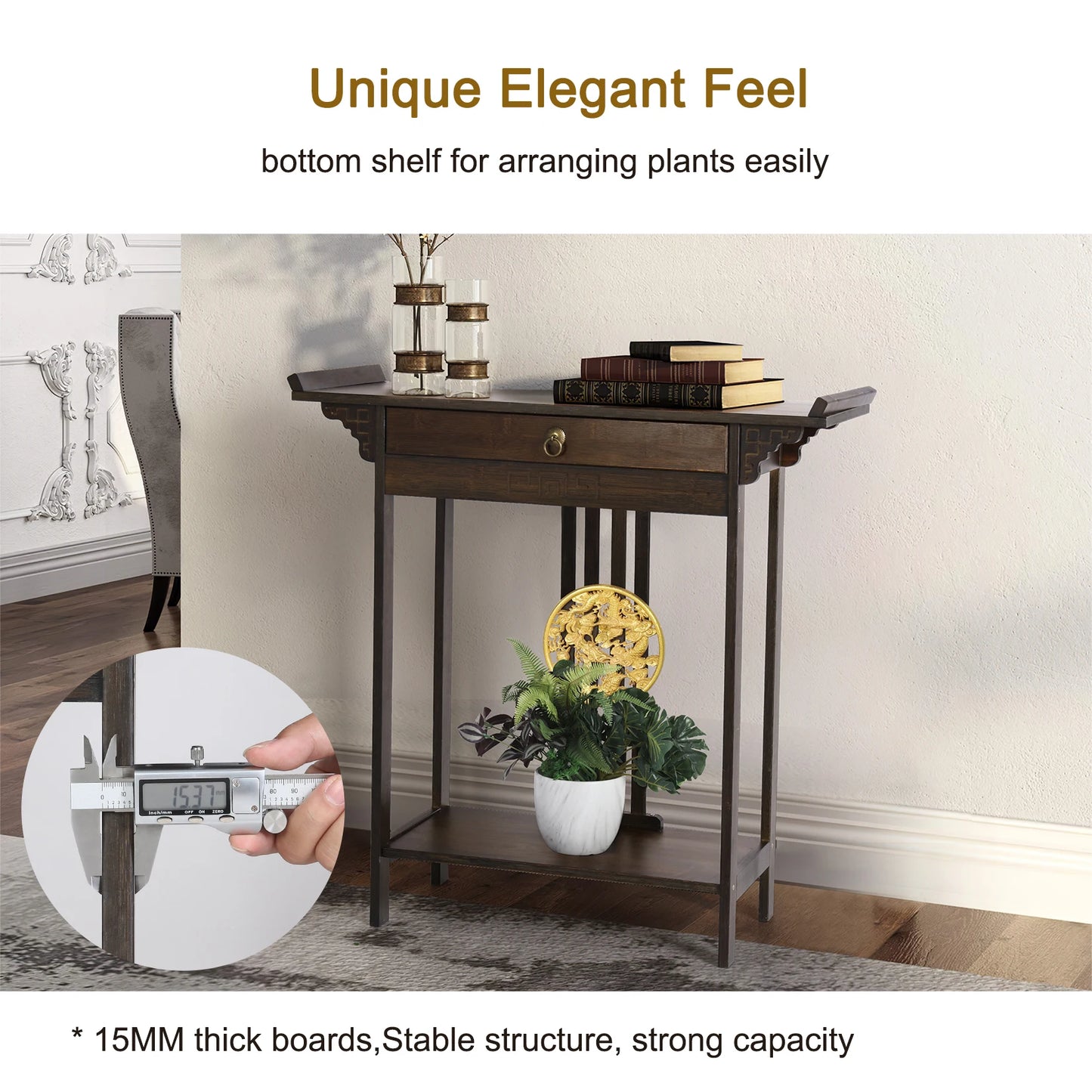 Rustic Console Table for Entryway with Drawer and Shelf China