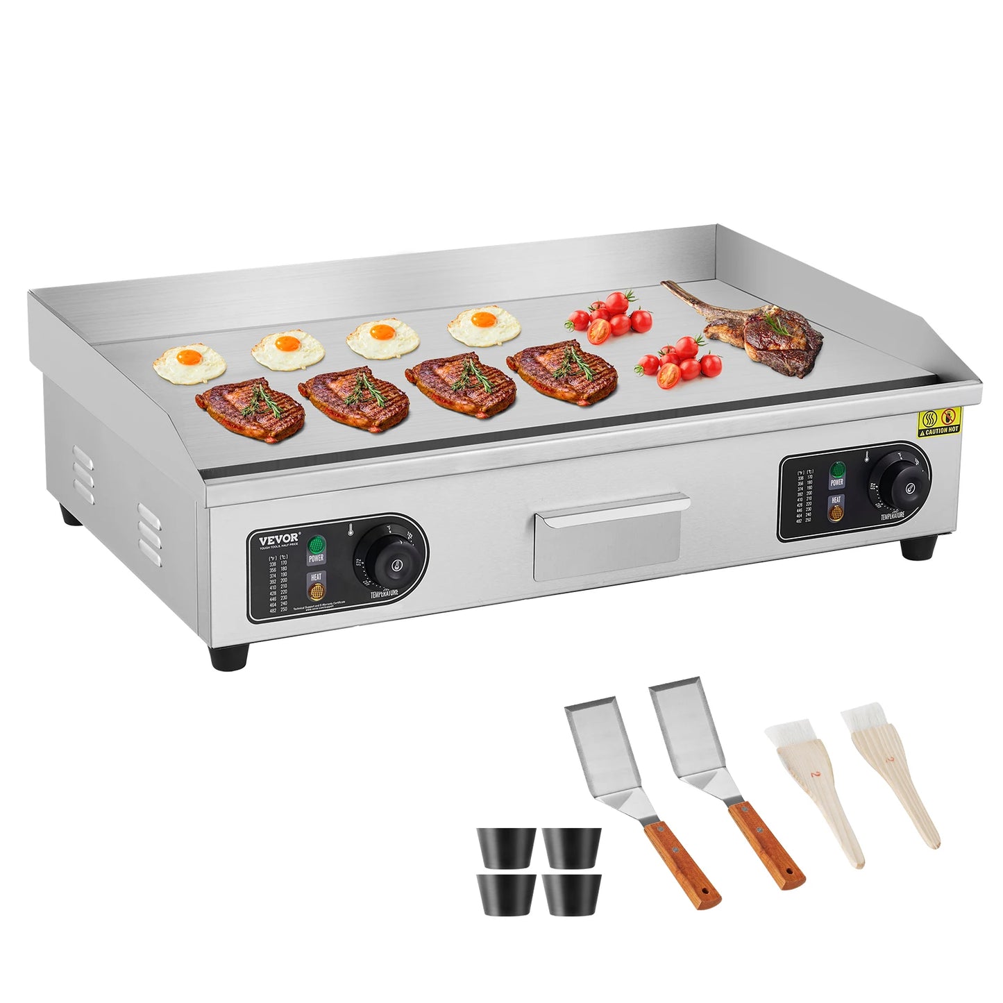 Succebuy Commercial Electric Countertop Griddle 2800W Adjustable Temperature