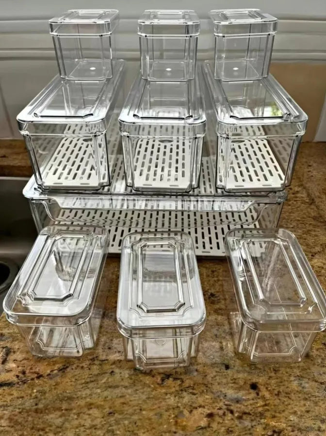 10 Pack Refrigerator Pantry Organizer Bins Stackable Clear Storage Containers