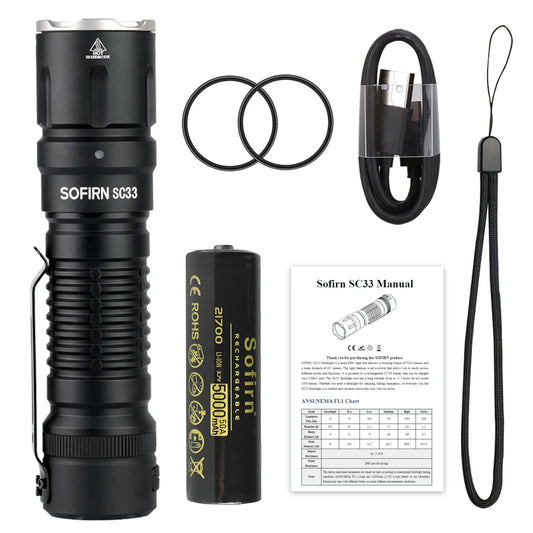 Sofirn SC33 XHP70 HI Flashlight 5200lm USB C Rechargeable Torch