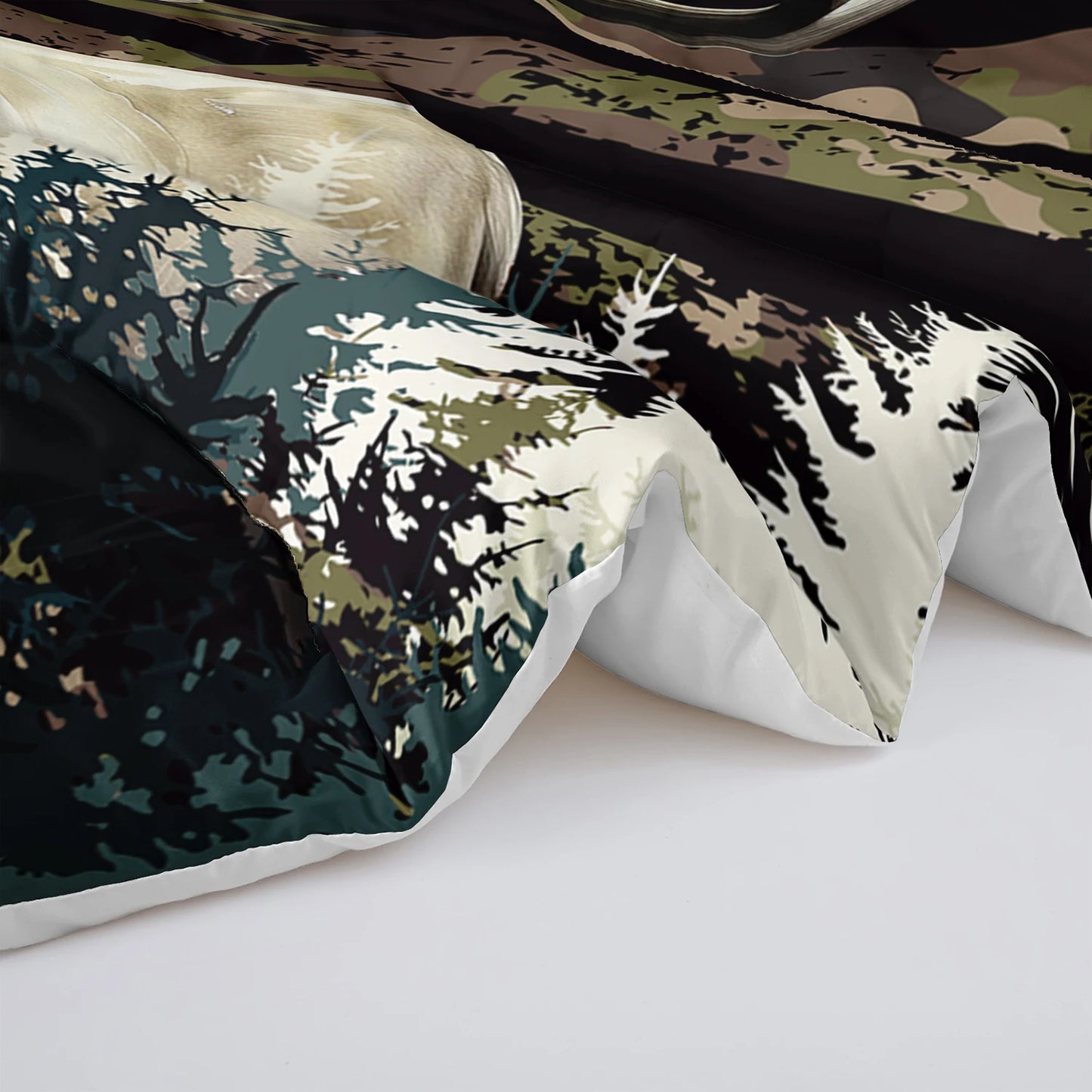 Deer Forest Camouflage Comforter Set With Pillowcases For Woodland Bedroom