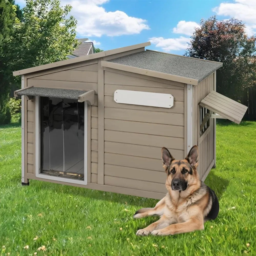 DAFIFY Outdoor Wooden Dog House Weatherproof With Adjustable Vent Windows